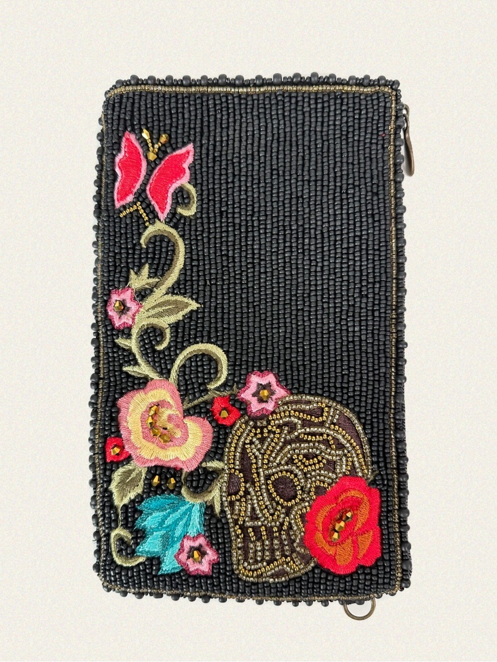 Mary Frances Beaded Skull Phone Crossbody Bag